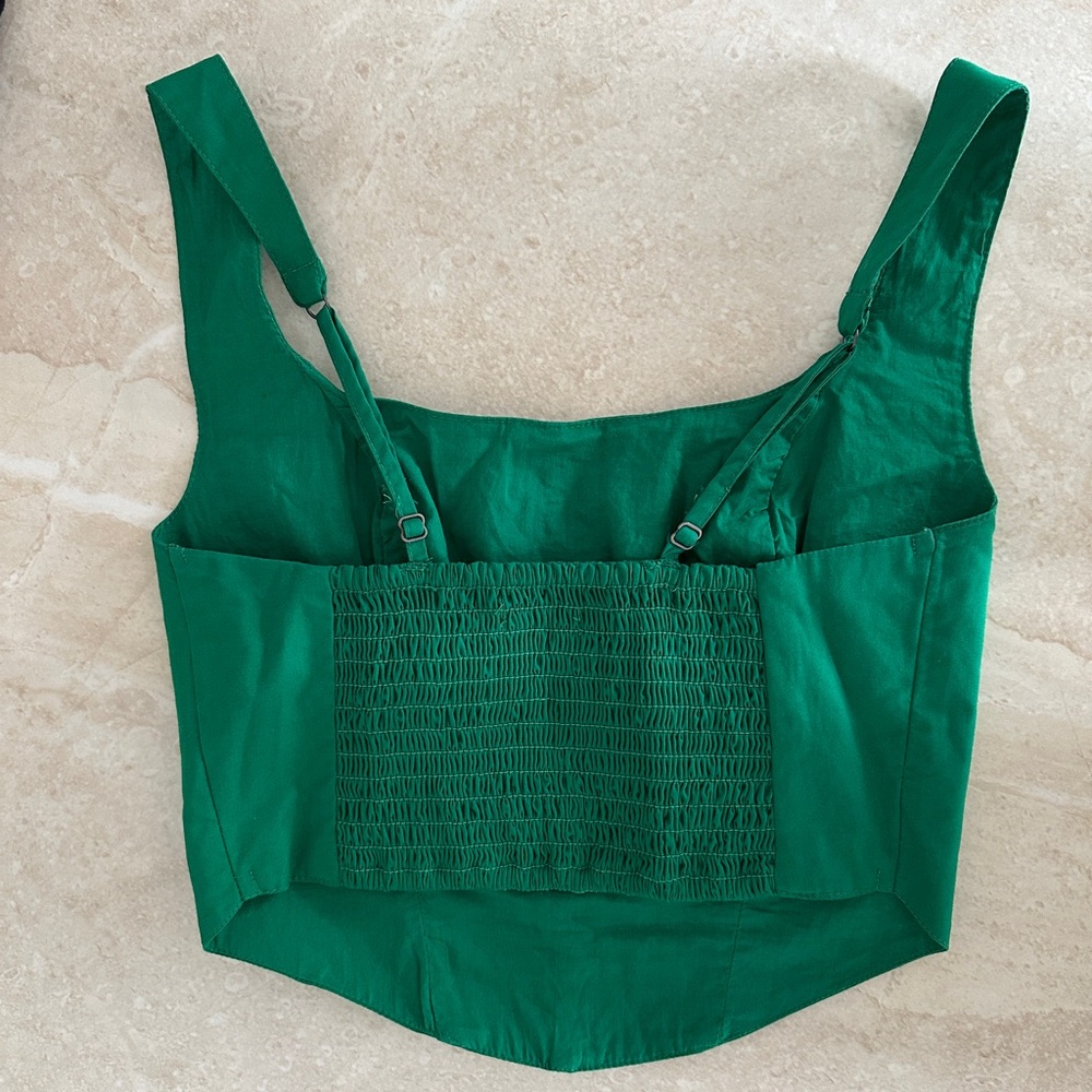 Abercrombie & Fitch Poplin Green Crop Top - Picture 2 of 6
